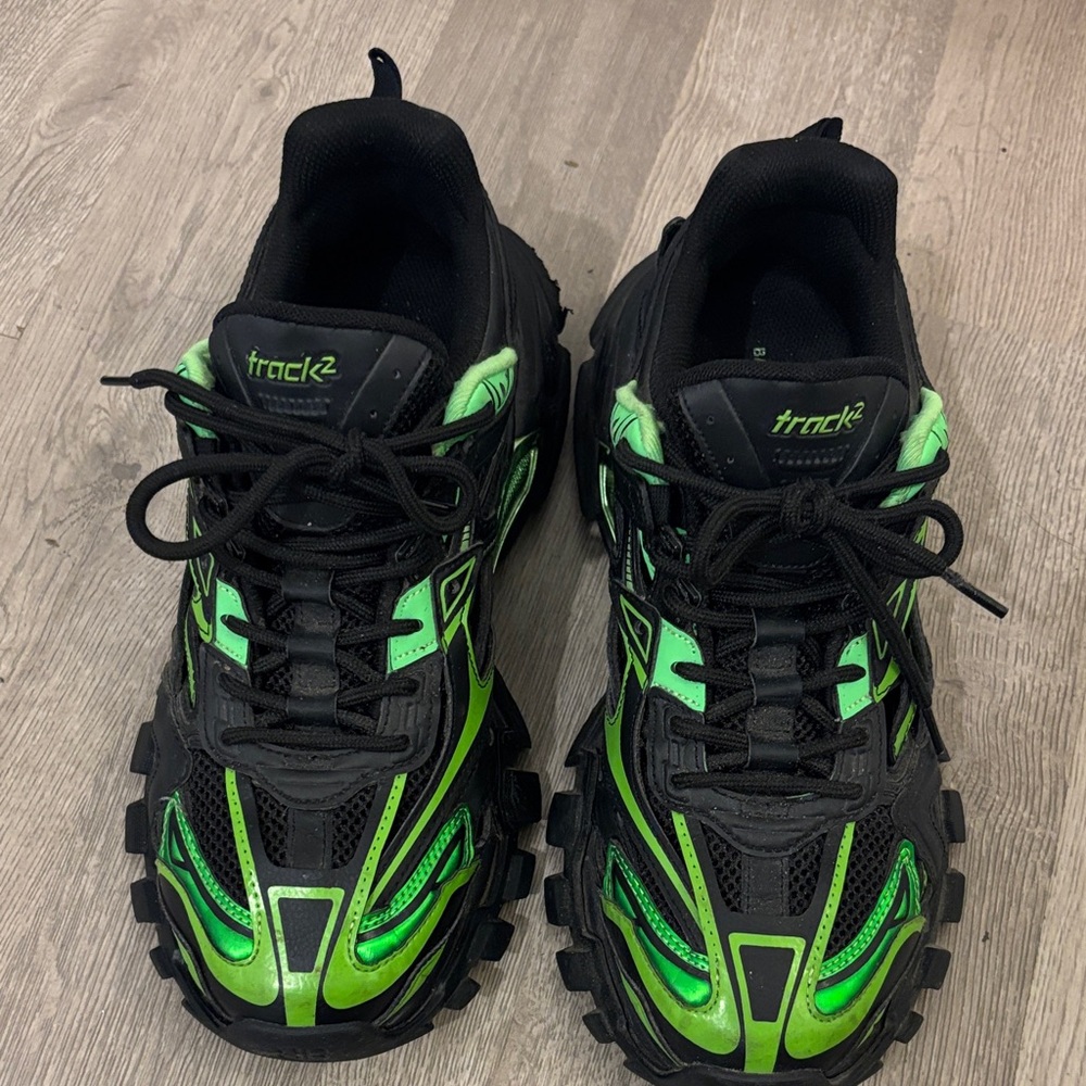 Balenciaga Black and Green Track.2 Runner
